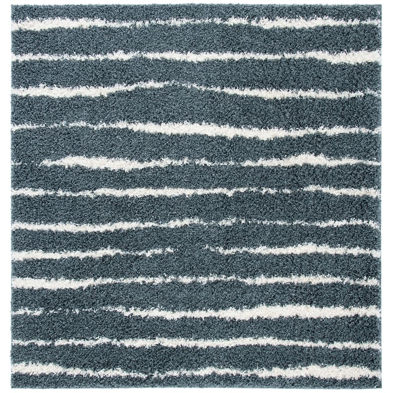 SAFAVIEH Venus Shag Bergny 1.75-inch Thick Rug - 5'3" Square - Dark Grey/Ivory