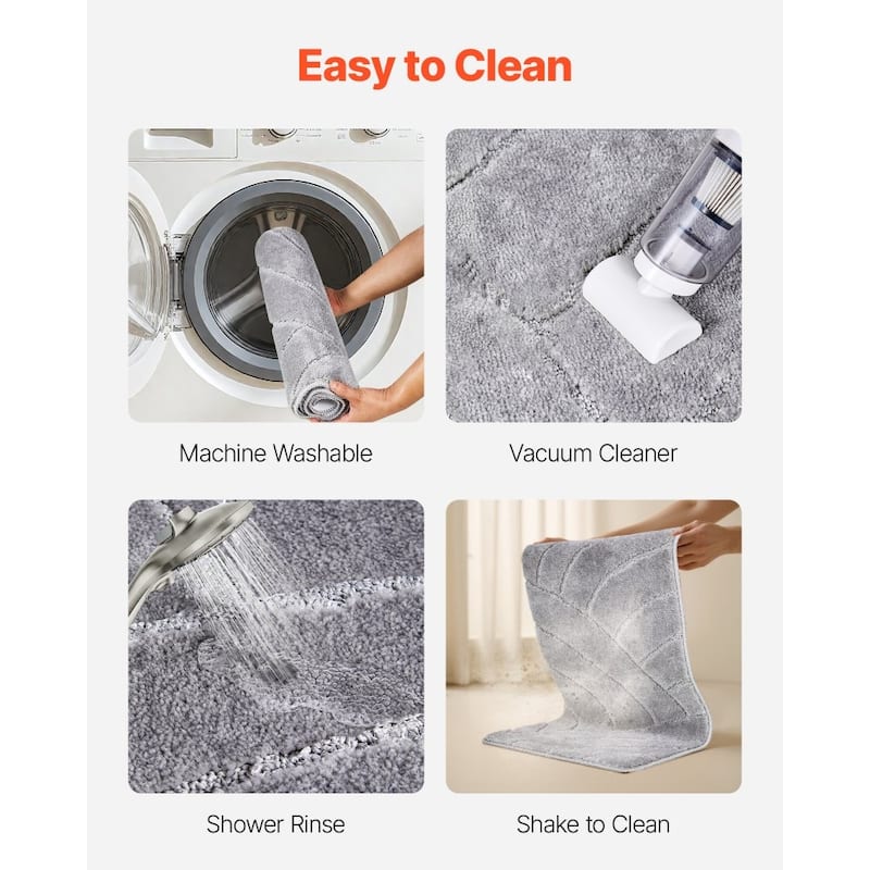 Grey Indoor Door Mat Polyester Rubber Non-Slip Absorbent 35x24in - 35.83 x 24.02 x 0.47 in