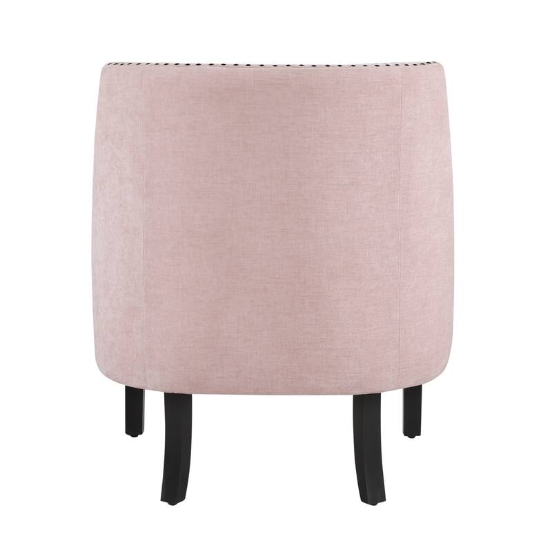 Daisie Accent Armchair, Button Tufted Pink Chenille, Solid Wood