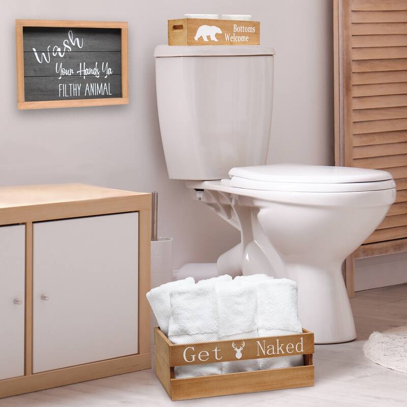 Elegant Designs Three Piece Decorative Wood Bathroom Set