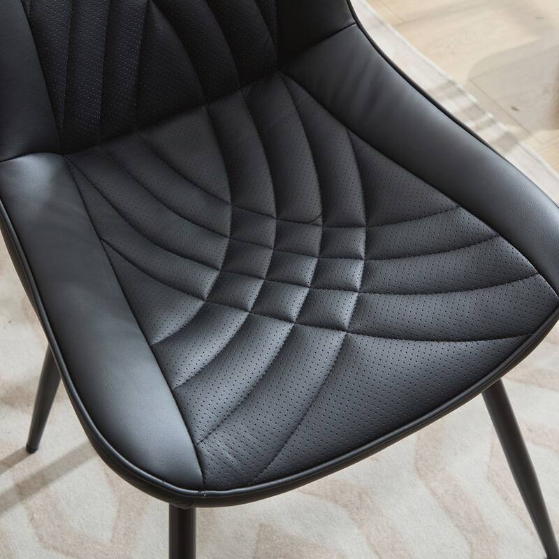 2PCS PU Wood Frame Dining Chair