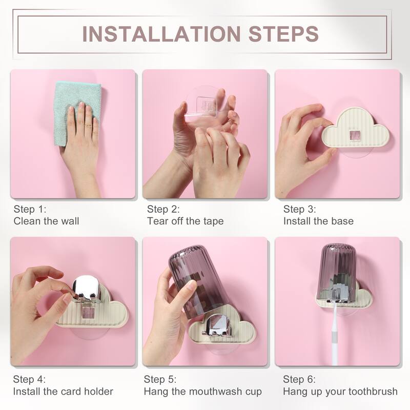 1 Set Wall Mounted Toothbrush Holder, Hanging Toothbrush Holder with Cup, 4.33"x2.56"