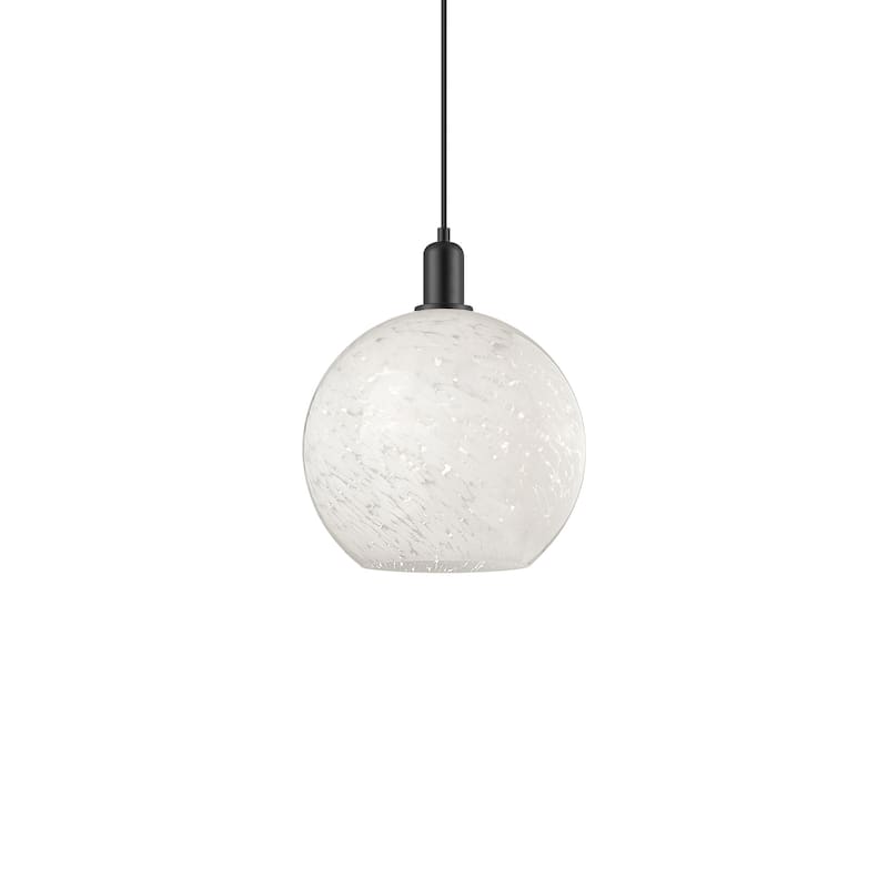 Innovations Lighting 716-1P-15-12 White Mouchette Pendant White - Matte Black / White Mouchette