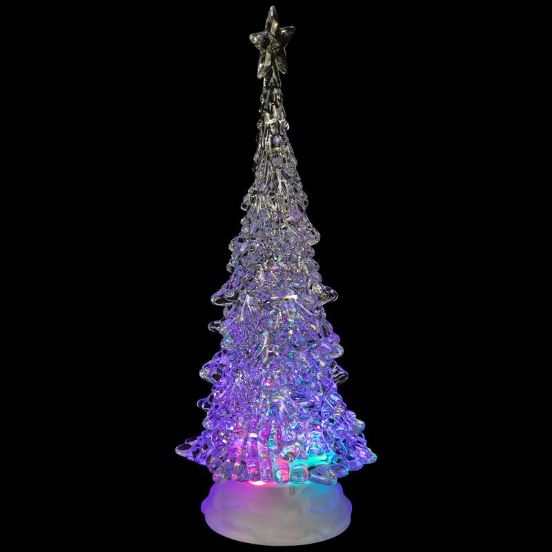 LED Lighted Acrylic Christmas Tree with Star Decoration - 12" - Multicolor Lights