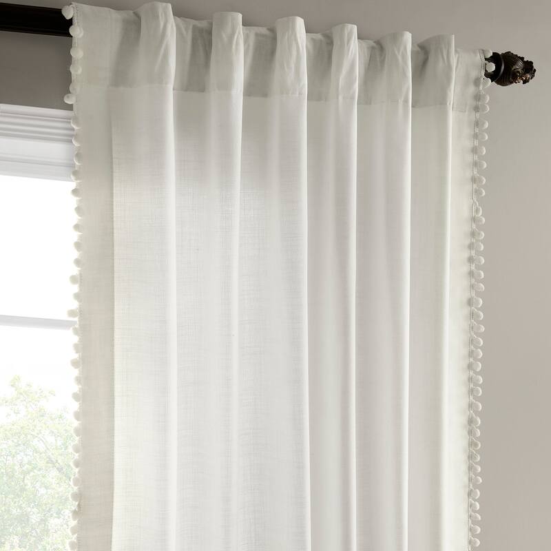 Exclusive Fabrics Bordered Textured Cotton Curtains For Bedroom & Living Room Curtains - Single Panel Drapes