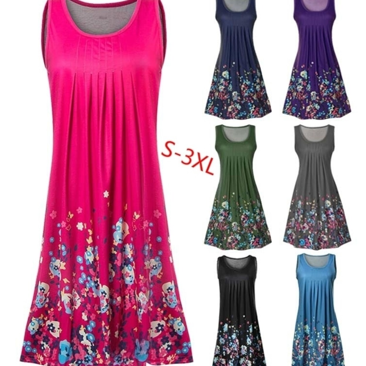 fashion sleeveless floral print maxi dress