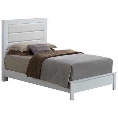 LYKE Home Laurel White Wood/ Faux Leather Queen-size Bed