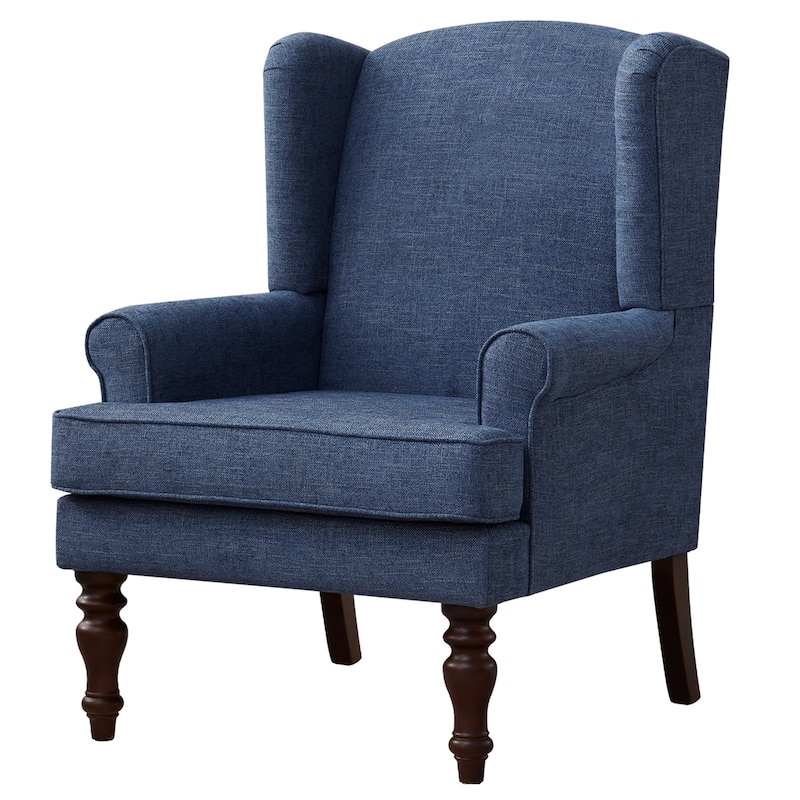 Accent Arm Chair with Turned Legs and Round Arms - Navy Blue
