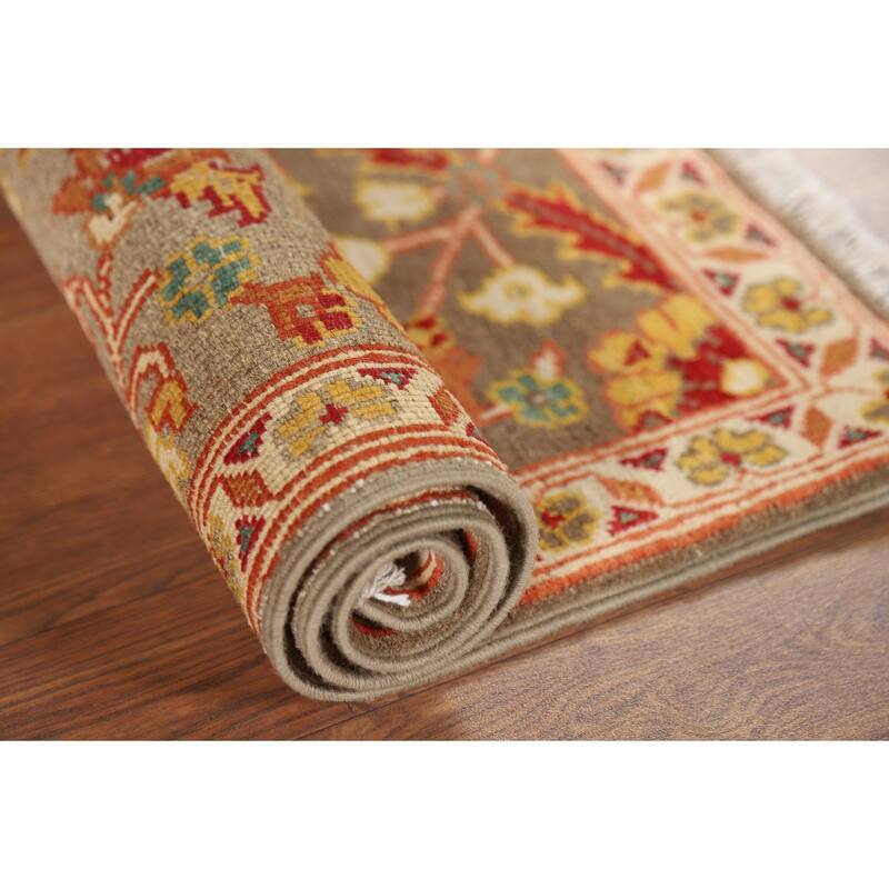 Kazak Oriental Foyer Rug Handmade Traditional Brown Wool Carpet - 2'2" x 3'0"