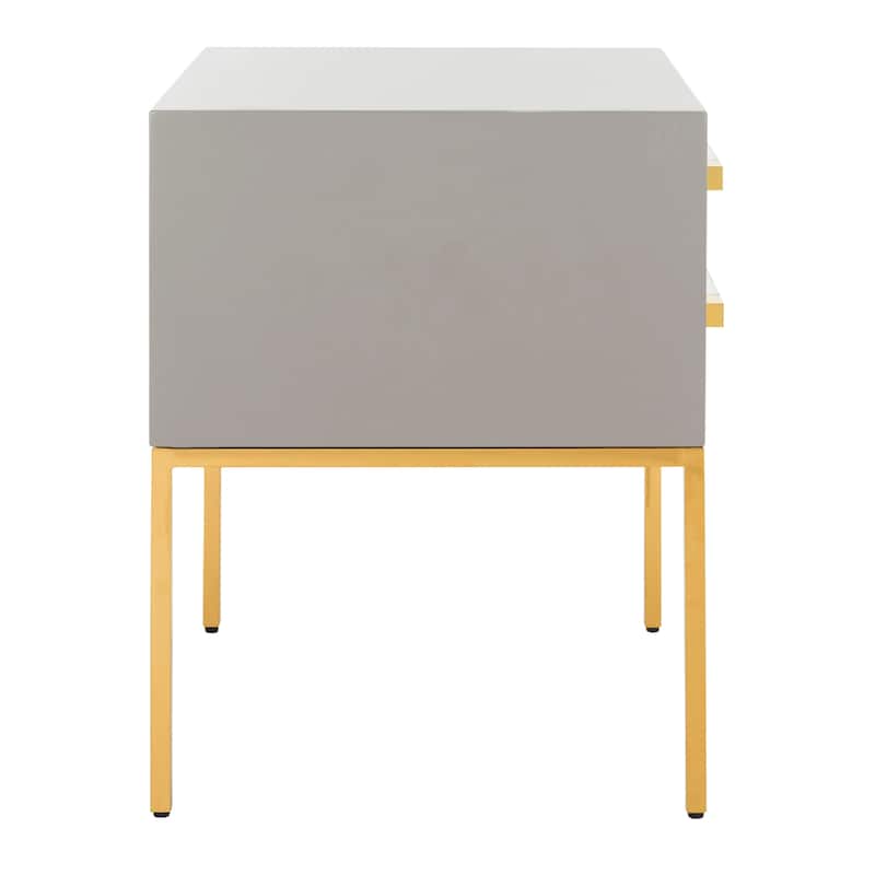 SAFAVIEH Couture Mercês Walnut 2-Drawer Side Table- Charcoal / Gold - 24" W x 20" L x 26" H - 24"W x 20"D x 26"H
