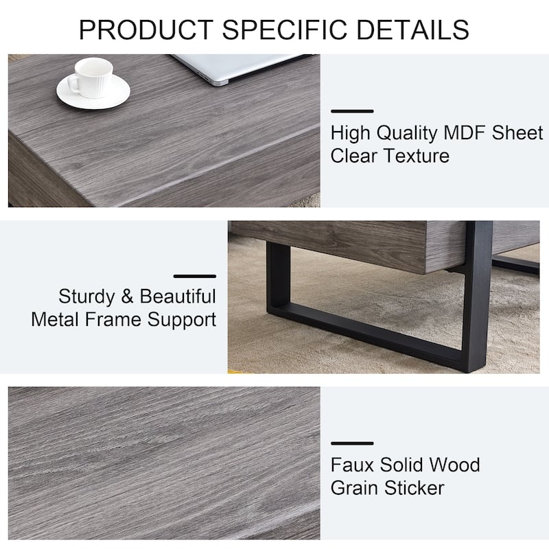 Black and Grey texture sticker MDF Coffee Table