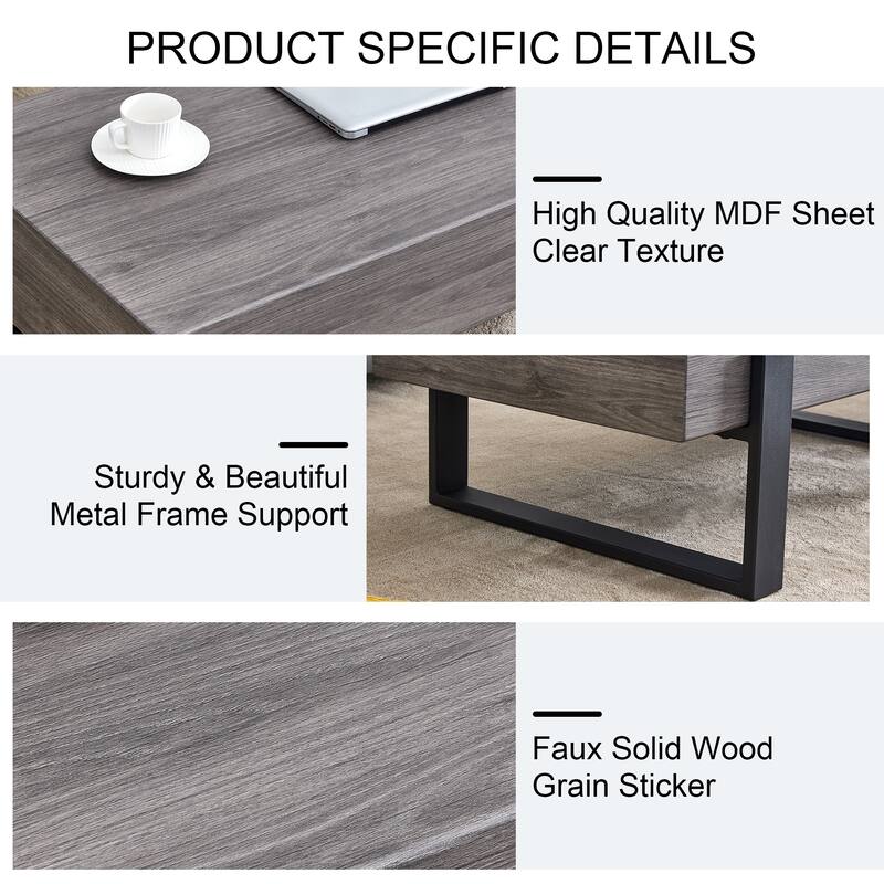 Texture Sticker Mdf Coffee Table. Texture Sticker Metal Leg Spray Coating,Mdf Coffee Table - Black,Grey