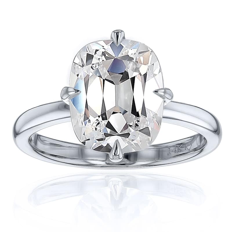 Kobelli 3 Carats Old Mine Lab Grown Diamond 14k Solid Gold Plain Band Candlelight Ring - White - 4.5