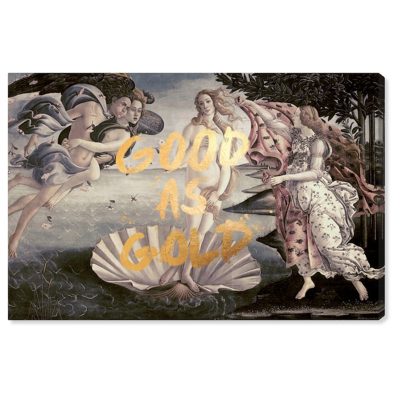 Wynwood Studio Canvas Fashion and Glam Good as Gold Gold and Cream White Modern & Contemporary Wall Art Canvas Print