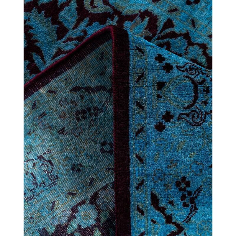 Fine Vibrance One-of-a-Kind Hand-Knotted Runner Rug - Blue, 2' 6" x 8' 3" - 2' 6" x 8' 3"