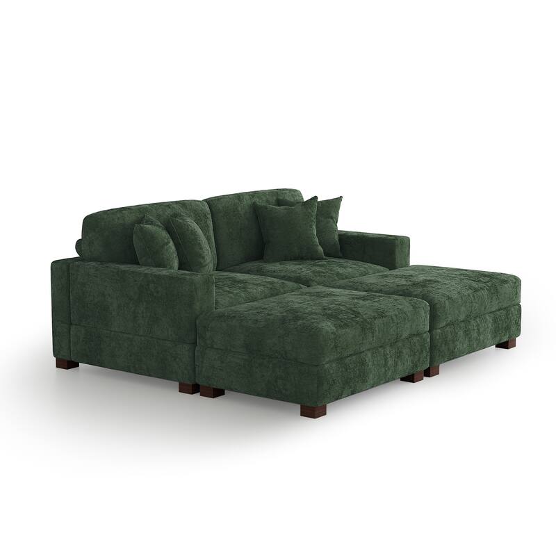 Modern Chenille Oversized Modular Sectional Sofa with 2 Ottoman