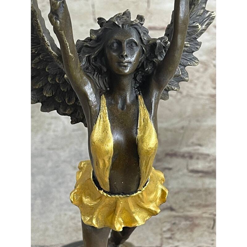 Angel Goddess Holding Victory Torch Hot Cast Bronze Sculpture Statue Art Deco By Moreau