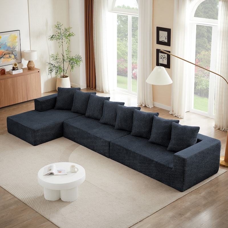 159.2" Chenille Modular Sectional Sofa with Plush Cushions
