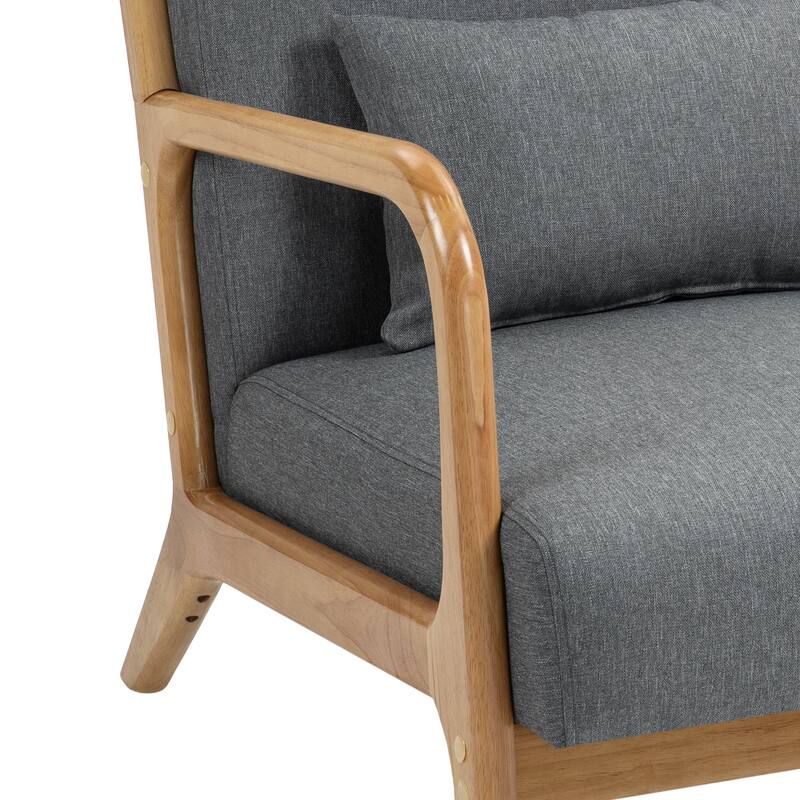 Mid-Century Modern Upholstered Accent Chair with Wood Frame