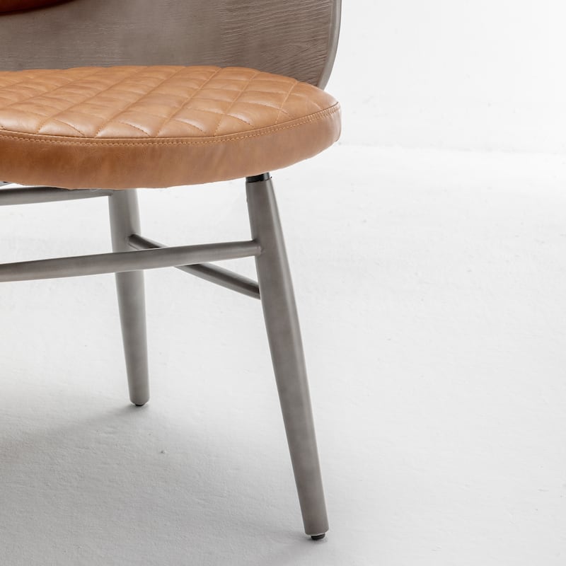 Art Leon Mid-century Modern Faux Leather and Wood Accent Dining Chair