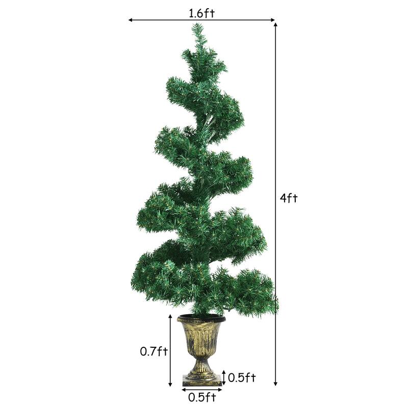4FT Pre-lit Spiral Artificial Christmas Entrance Tree w/ Lights &