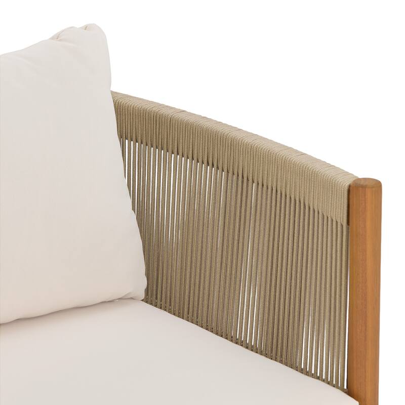 Christopher Knight Home - Outdoor Acacia Wood Club Chair with Rope Panels and Cushions