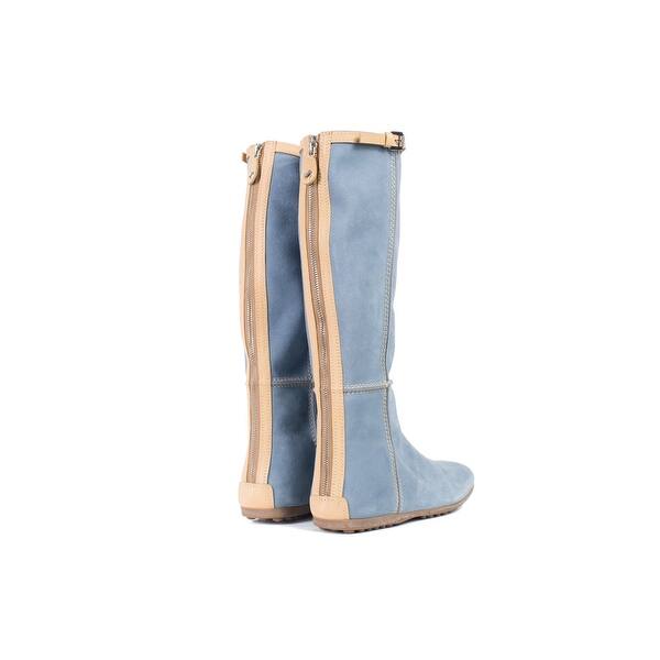 Shop Car Shoe By Prada Baby Blue Flat Leather Tall Boots Overstock 21796075