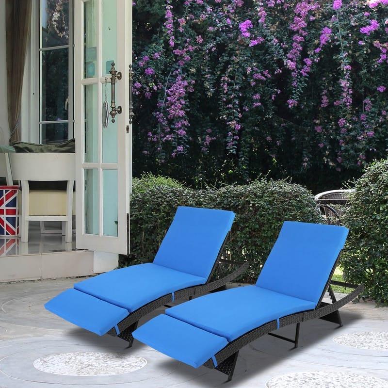 Outdoor Garden Patio Wicker Chaise Lounge Chair with Cushion