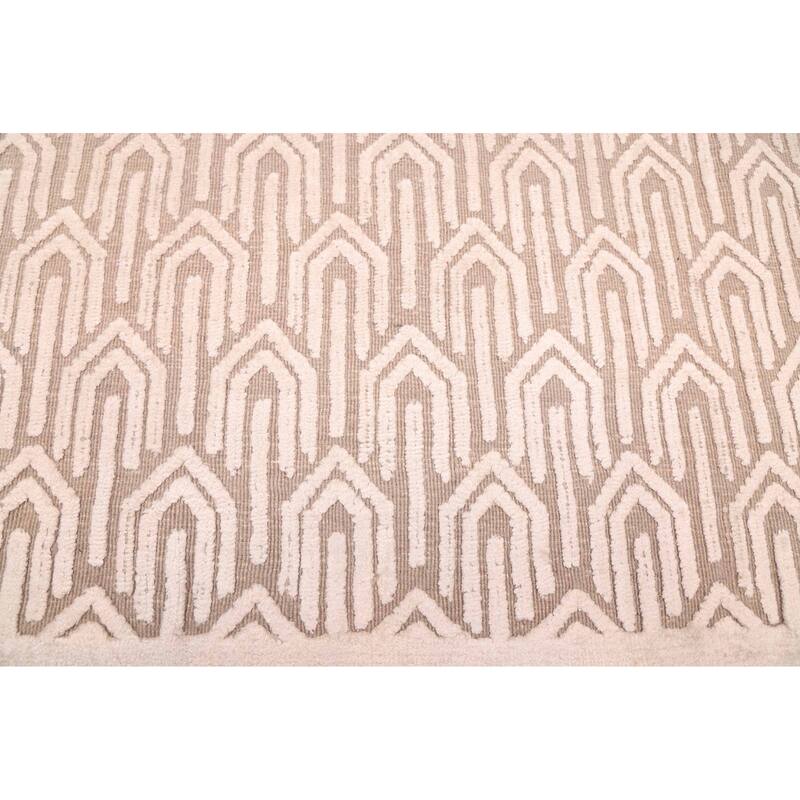 ECARPETGALLERY Hand Loomed Elysian Ivory, Taupe Rug - 7'9 x 9'10