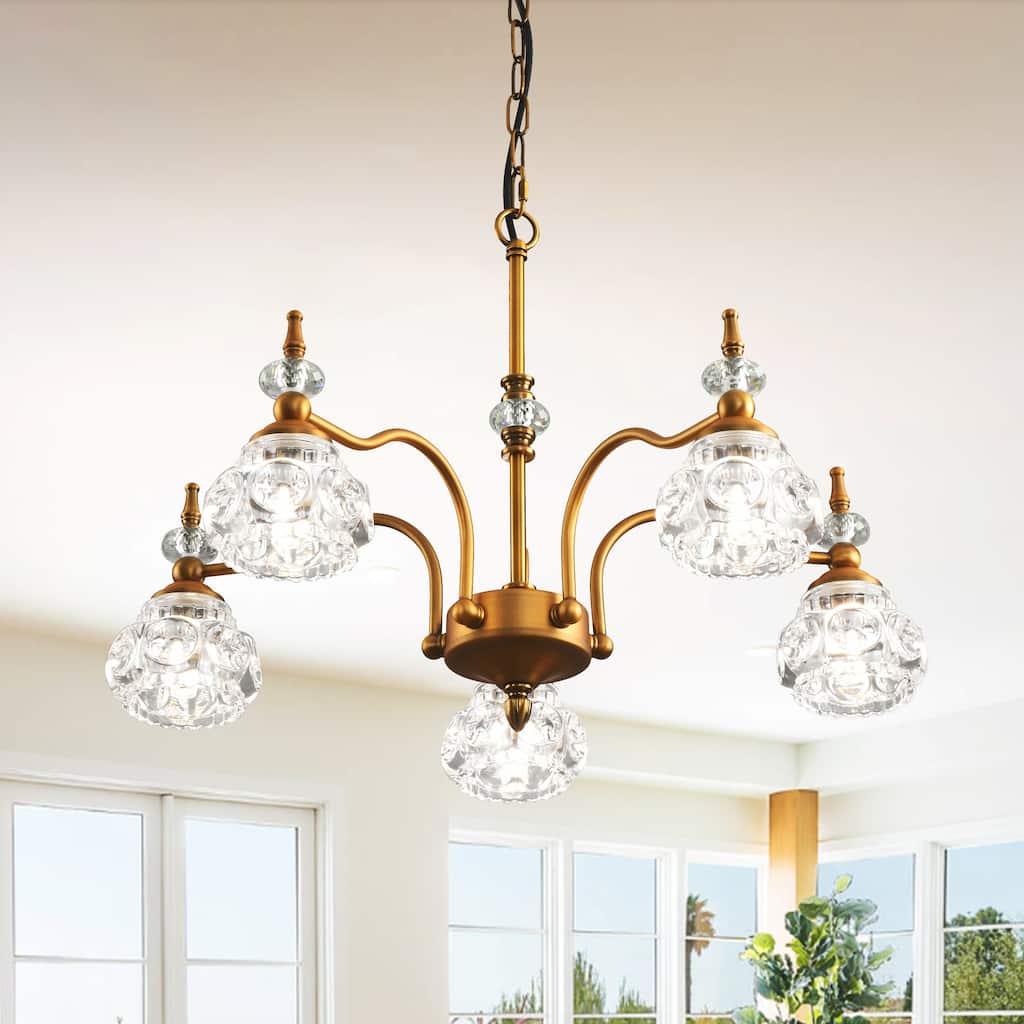 Modern Crystal Glass Shade 5-Light Chandelier