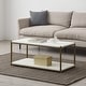 preview thumbnail 14 of 18, Caffoz Tall Center Table Coffee Table with Storage Shelf White/Gold