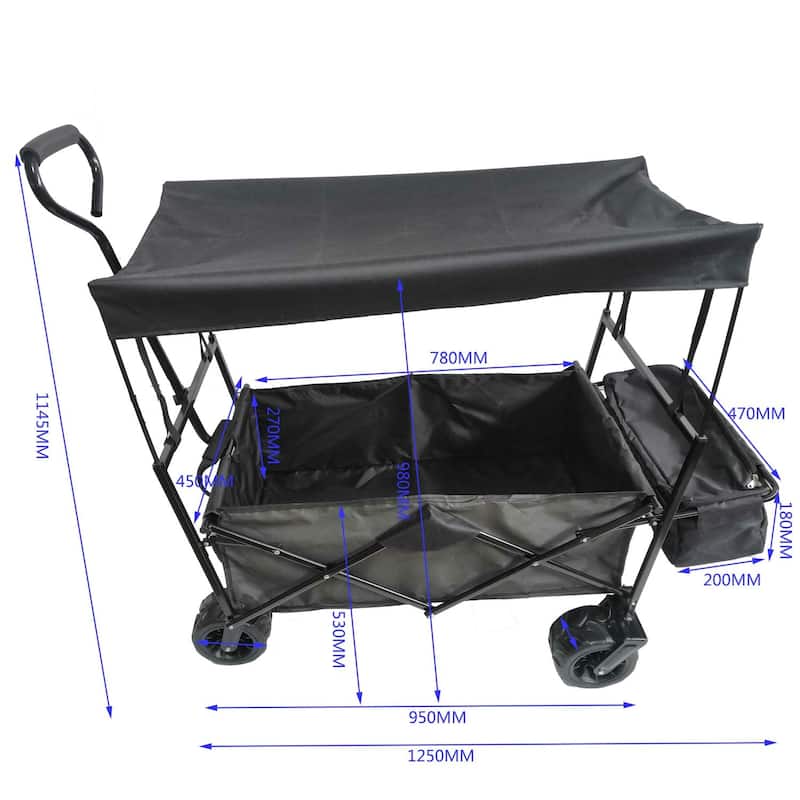 Outdoor Steel Folding Large Capacity Garden Cart Patio Wagon with Lid
