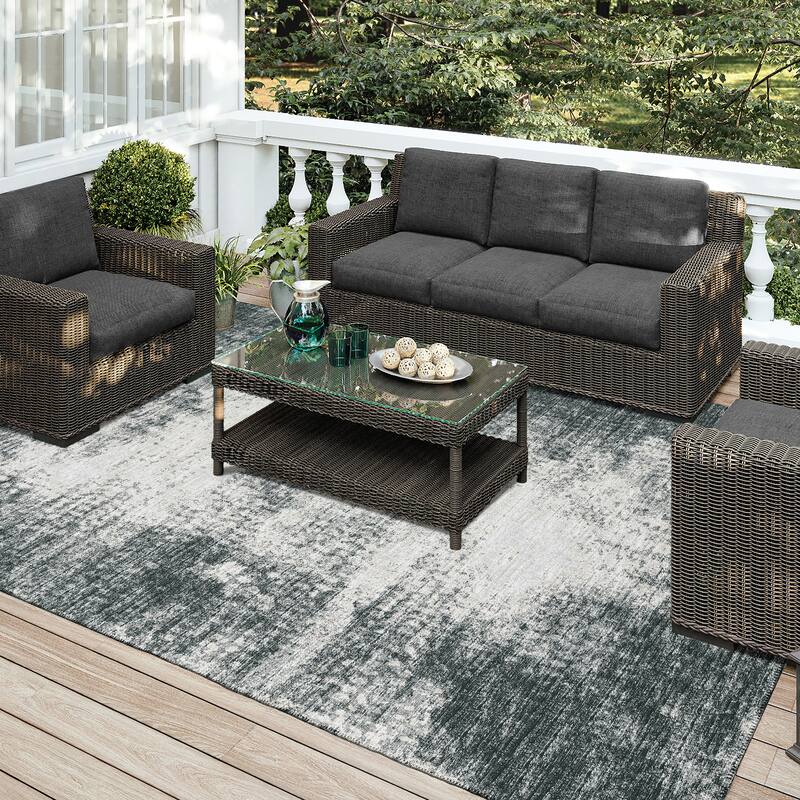 Indoor/Outdoor Rylee Modern Bordered Washable Rug