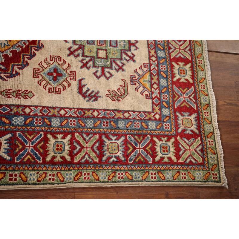 Kazak Foyer Rug Hand-Knotted Bedroom Wool Carpet - 3'4" x 4'11"
