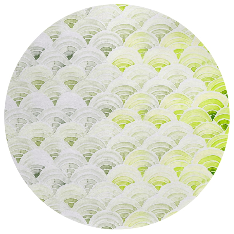 Indoor/ Outdoor Surfside Wave Washable Rug New - Green - 8' x 8'