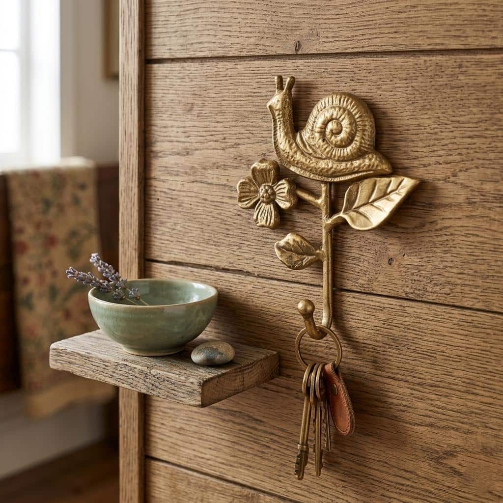 Mythra Golden Snail & Flower Cast Iron Wall Hook