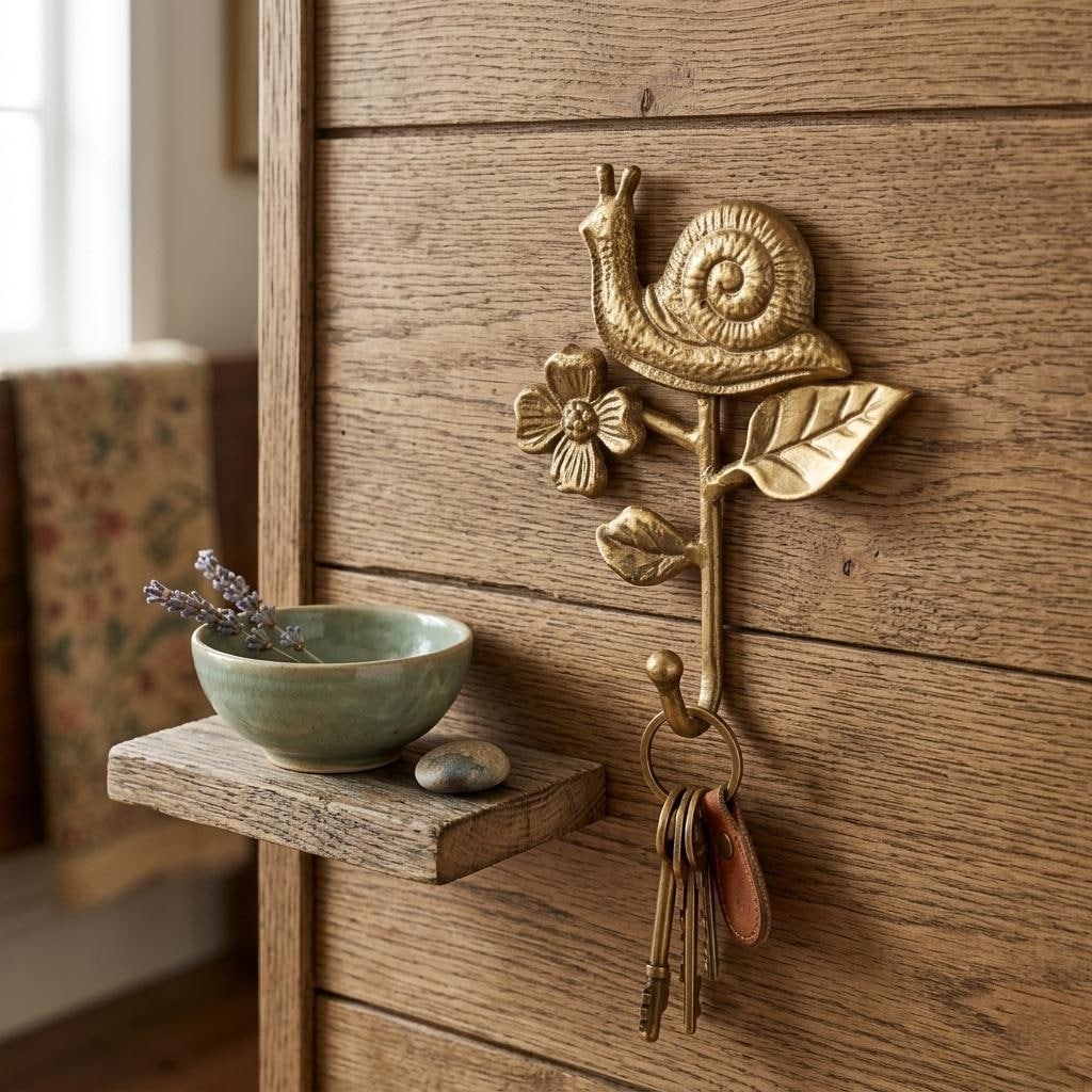 Mythra Golden Snail & Flower Cast Iron Wall Hook