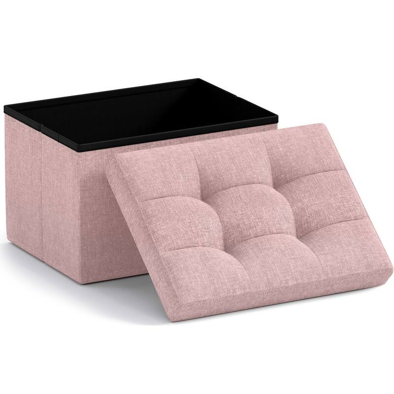 Small Foldable Rectangle Storage Ottoman - Pink