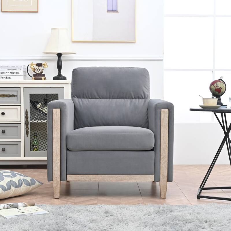 Stylish Living Room Sofa with High-Resilience Foam and Rubber Wood Legs - Easy Assembly