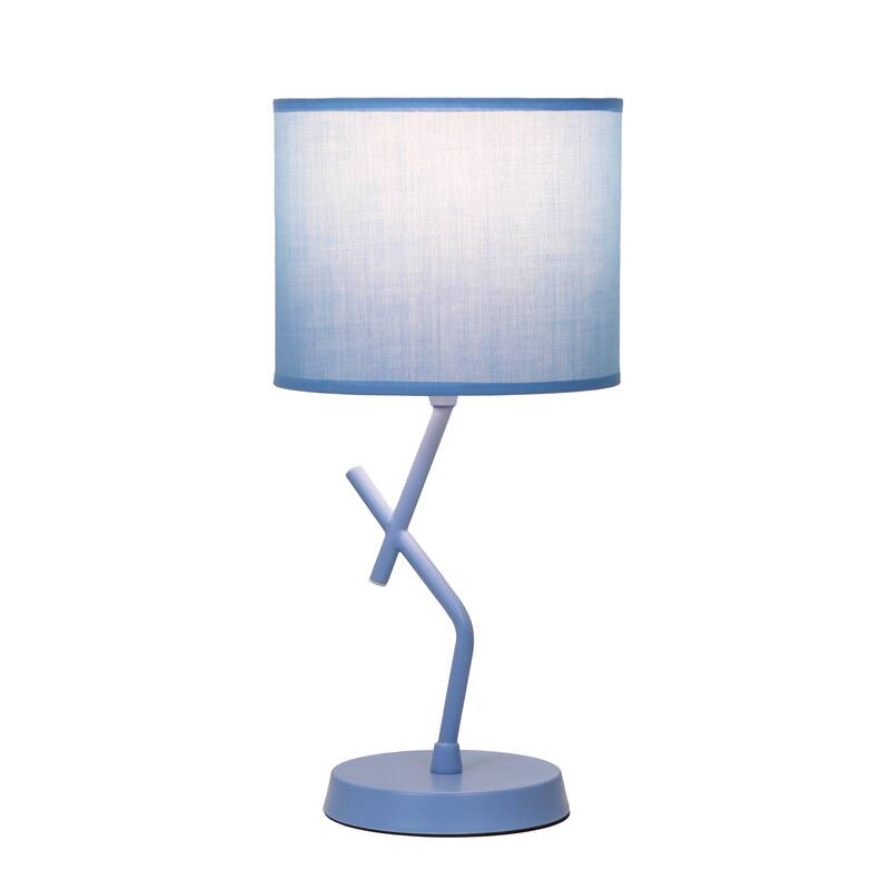 Modern Geometric Metal Table Lamp with Fabric Drum Shade for Bedroom Living Room Office Decor - 8.07” x 8.07” x 17.13”
