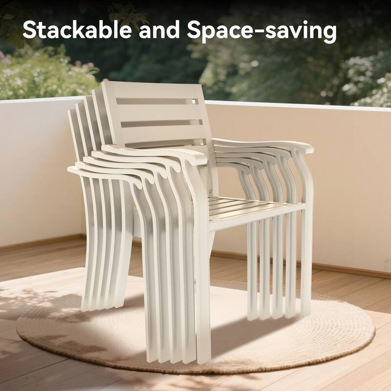 5 Pieces Outdoor Patio Dining Set, 4 Stackable Metal Dining Chairs and 40.6" Round Metal Dining Table, Outdoor Table and Chairs