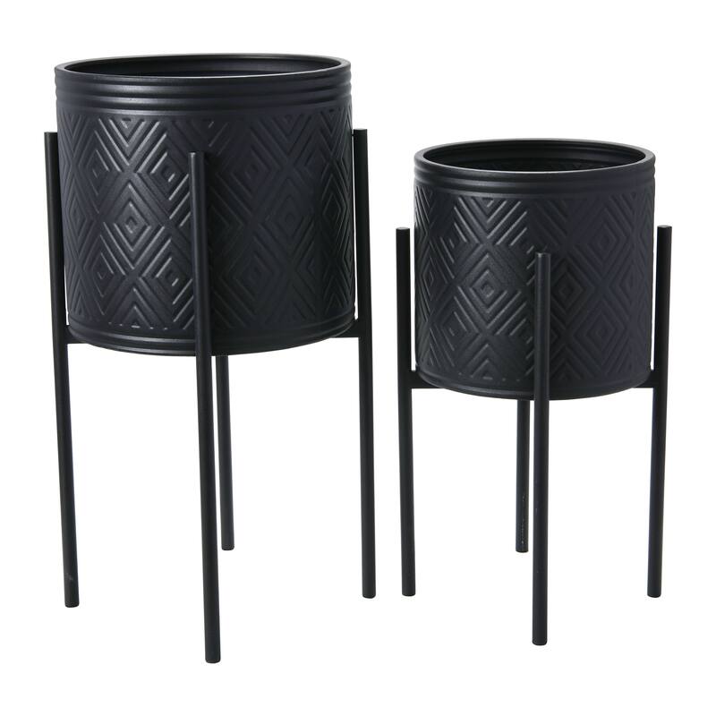 Embossed Metal Planters with Stand