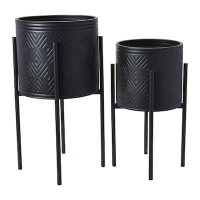 Embossed Metal Planters with Stand