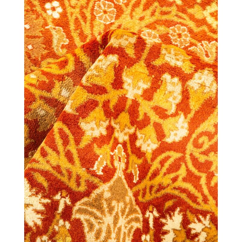 Overton Hand Knotted Wool Vintage Inspired Traditional Mogul Orange Runner Rug - 4 x 6