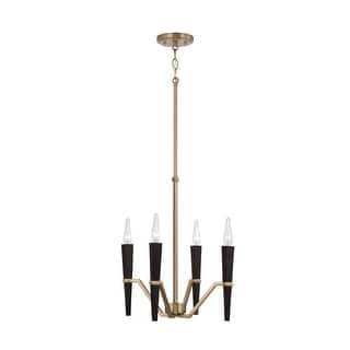 16" W x 15.75" H 4-Light Chandelier in Aged Brass and Black - 15.5"W x 18"H