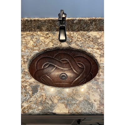 19-in Oval Braid Under Counter Hammered Copper Bathroom Sink (LO19FBDDB)