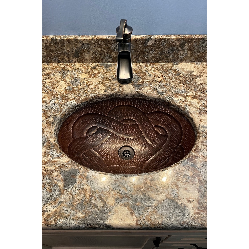 19-in Oval Braid Under Counter Hammered Copper Bathroom Sink (LO19FBDDB)