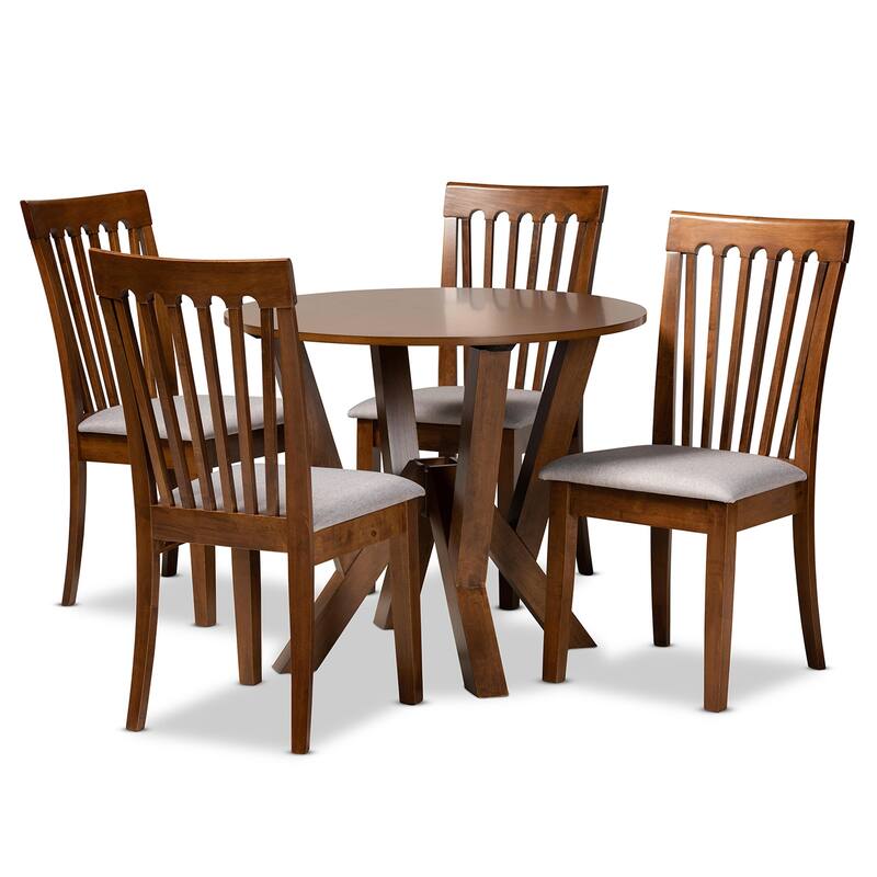 Marian Modern and Contemporary 5-Piece Dining Set - Grey/Walnut Brown