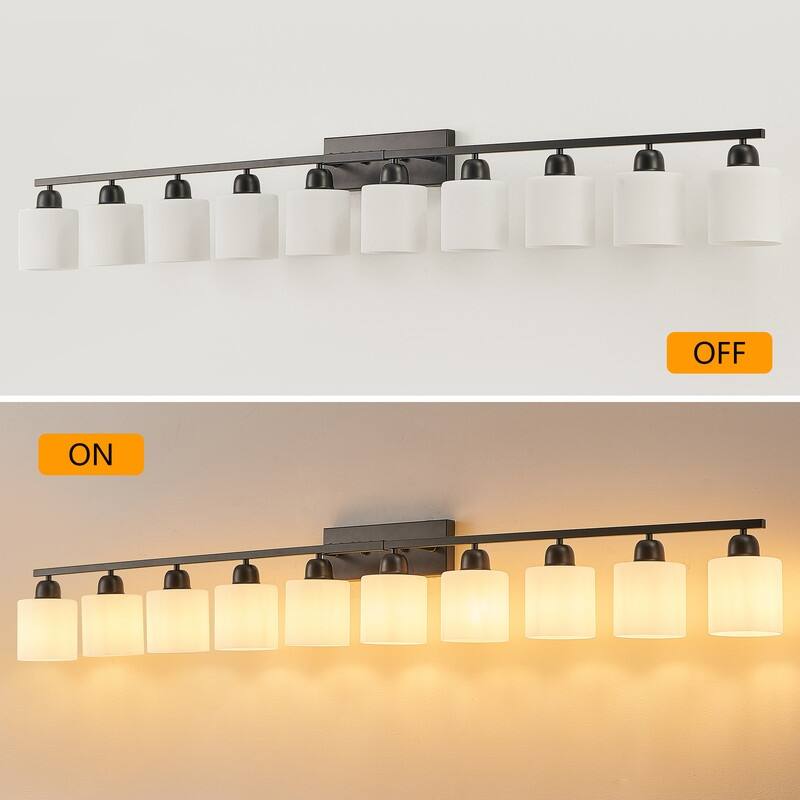 Modern Bathroom Vanity Light With Frosted Milk Glass Shades