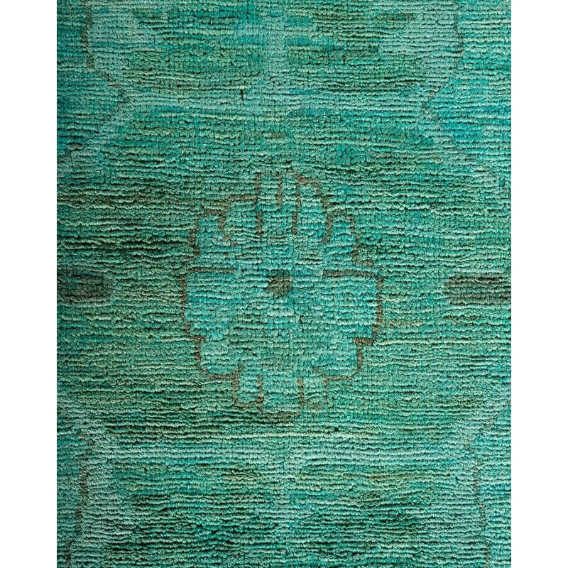 Overton Hand Knotted Wool Vintage Inspired Modern Contemporary Overdyed Blue Area Rug - 12' 1" x 14' 9"